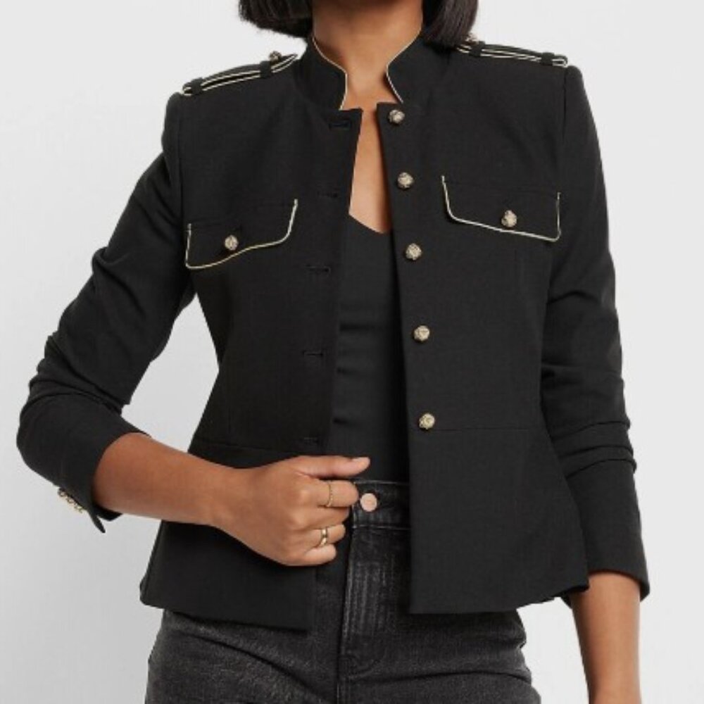 Express Black Blazer with Gold Detailing - Size 8